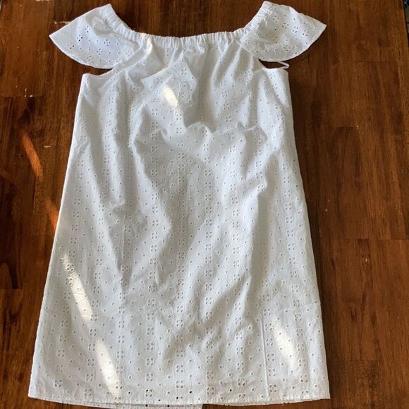 NEW J. Crew White Eyelet Off the Shoulder Dress Small S J0976 Chic Preppy NWT - Picture 9 of 11